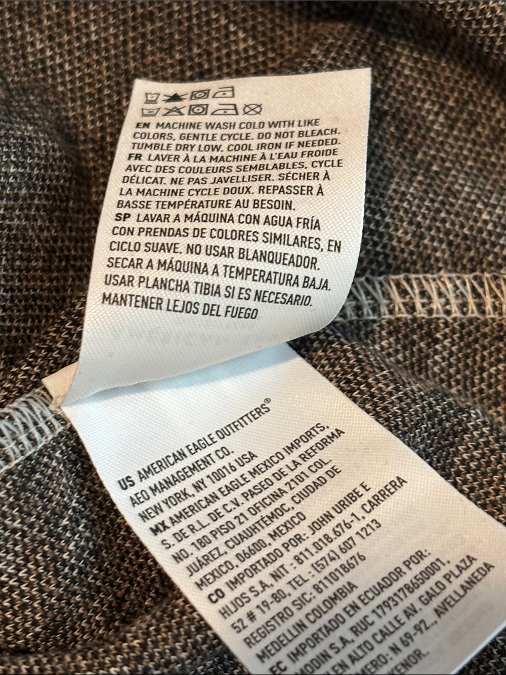 NWT American Eagle Plaid Pleated Mini Skort in Beige and Black - Picture 5 of 7